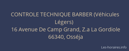 CONTROLE TECHNIQUE BARBER (V&eacute;hicules L&eacute;gers)