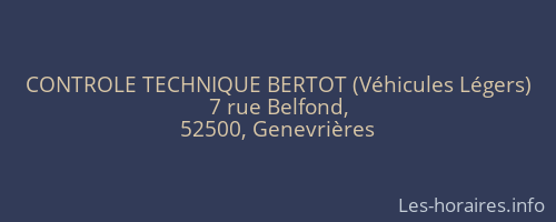CONTROLE TECHNIQUE BERTOT (Véhicules Légers)