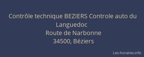 Contrôle technique BEZIERS Controle auto du Languedoc