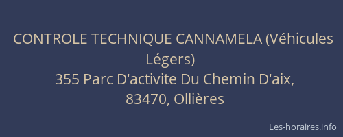 CONTROLE TECHNIQUE CANNAMELA (Véhicules Légers)