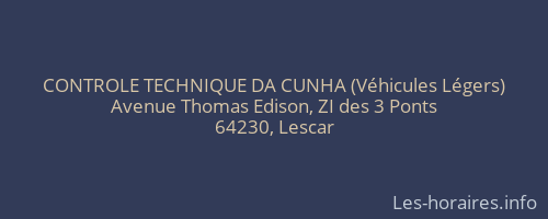 CONTROLE TECHNIQUE DA CUNHA (Véhicules Légers)