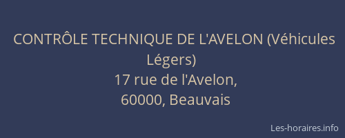 CONTRÔLE TECHNIQUE DE L'AVELON (Véhicules Légers)