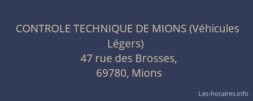 CONTROLE TECHNIQUE DE MIONS (Véhicules Légers)