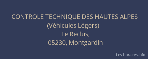 CONTROLE TECHNIQUE DES HAUTES ALPES (Véhicules Légers)