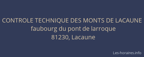CONTROLE TECHNIQUE DES MONTS DE LACAUNE