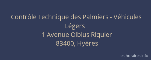 Contrôle Technique des Palmiers - Véhicules Légers