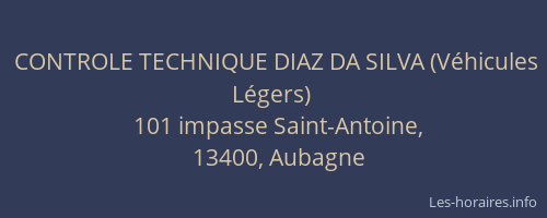 CONTROLE TECHNIQUE DIAZ DA SILVA (Véhicules Légers)