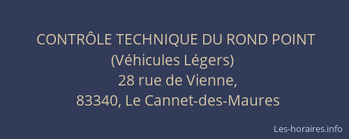 CONTRÔLE TECHNIQUE DU ROND POINT (Véhicules Légers)