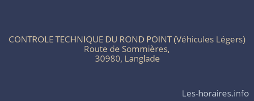 CONTROLE TECHNIQUE DU ROND POINT (Véhicules Légers)