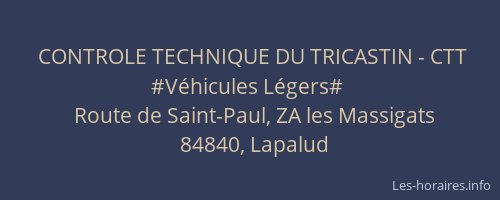 CONTROLE TECHNIQUE DU TRICASTIN - CTT #V&eacute;hicules L&eacute;gers#
