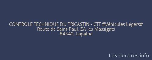CONTROLE TECHNIQUE DU TRICASTIN - CTT #Véhicules Légers#