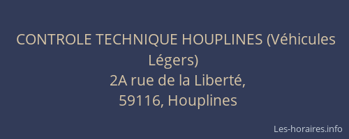 CONTROLE TECHNIQUE HOUPLINES (Véhicules Légers)