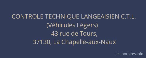 CONTROLE TECHNIQUE LANGEAISIEN C.T.L. (V&eacute;hicules L&eacute;gers)