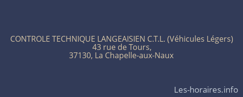 CONTROLE TECHNIQUE LANGEAISIEN C.T.L. (Véhicules Légers)