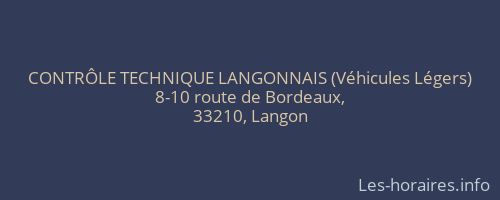 CONTRÔLE TECHNIQUE LANGONNAIS (Véhicules Légers)