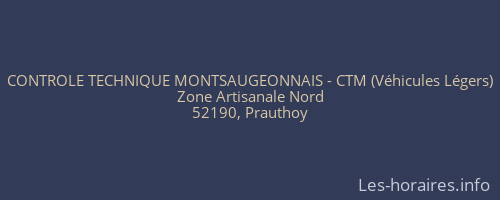 CONTROLE TECHNIQUE MONTSAUGEONNAIS - CTM (Véhicules Légers)