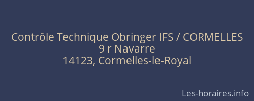 Contrôle Technique Obringer IFS / CORMELLES