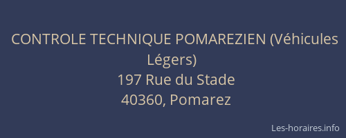 CONTROLE TECHNIQUE POMAREZIEN (V&eacute;hicules L&eacute;gers)