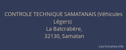 CONTROLE TECHNIQUE SAMATANAIS (V&eacute;hicules L&eacute;gers)