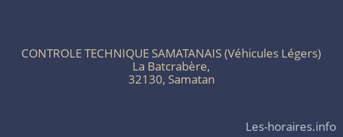 CONTROLE TECHNIQUE SAMATANAIS (Véhicules Légers)