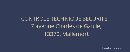CONTROLE TECHNIQUE SECURITE 