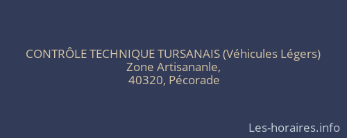 CONTRÔLE TECHNIQUE TURSANAIS (Véhicules Légers)