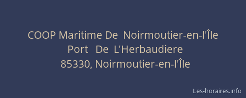 COOP Maritime De  Noirmoutier-en-l'Île