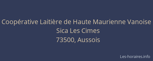 Coop&eacute;rative Laiti&egrave;re de Haute Maurienne Vanoise