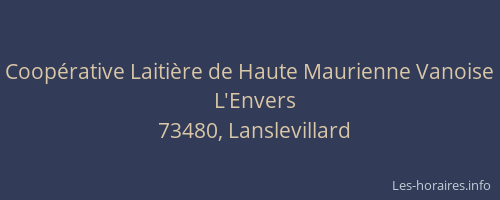 Coop&eacute;rative Laiti&egrave;re de Haute Maurienne Vanoise