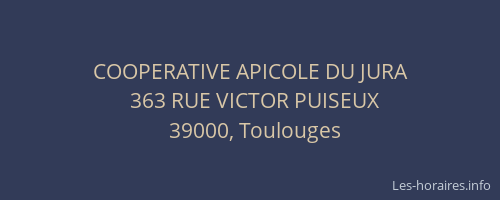 COOPERATIVE APICOLE DU JURA