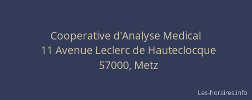 Cooperative d'Analyse Medical