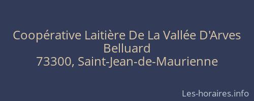 Coopérative Laitière De La Vallée D'Arves