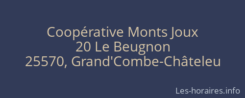 Coopérative Monts Joux