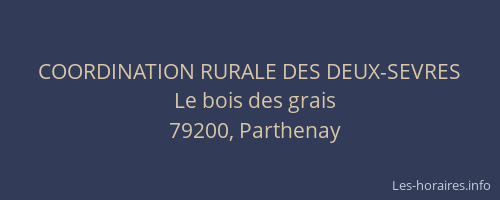 COORDINATION RURALE DES DEUX-SEVRES