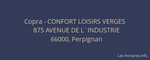 Copra - CONFORT LOISIRS VERGES