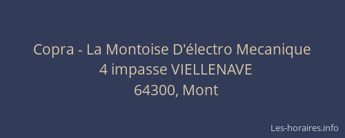 Copra - La Montoise D'&eacute;lectro Mecanique