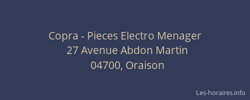 Copra - Pieces Electro Menager