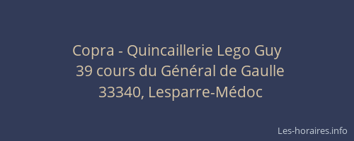 Copra - Quincaillerie Lego Guy