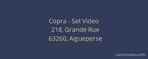 Copra - Set Video