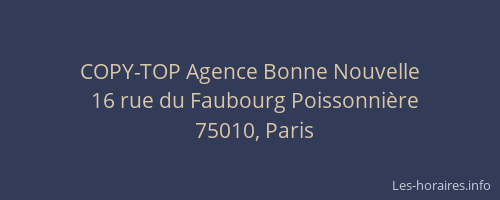 COPY-TOP Agence Bonne Nouvelle