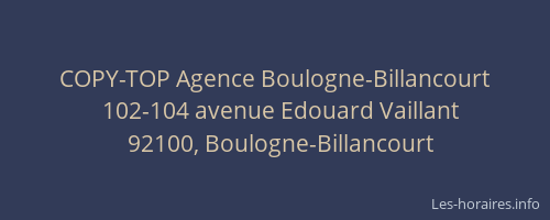 COPY-TOP Agence Boulogne-Billancourt