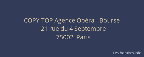 COPY-TOP Agence Opéra - Bourse
