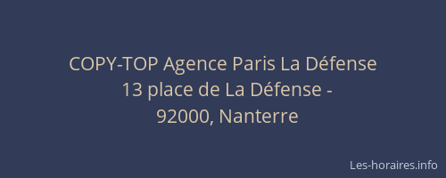 COPY-TOP Agence Paris La Défense