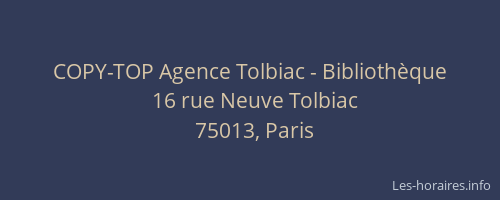 COPY-TOP Agence Tolbiac - Bibliothèque