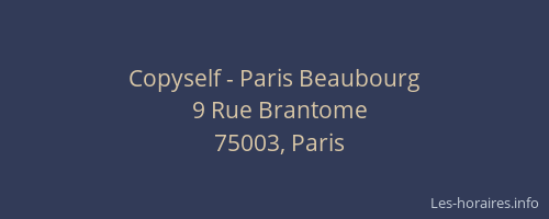 Copyself - Paris Beaubourg