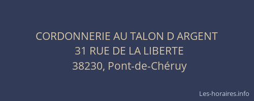 CORDONNERIE AU TALON D ARGENT