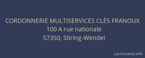 CORDONNERIE MULTISERVICES CL&Eacute;S FRANOUX