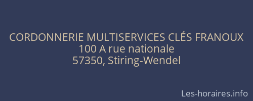CORDONNERIE MULTISERVICES CLÉS FRANOUX