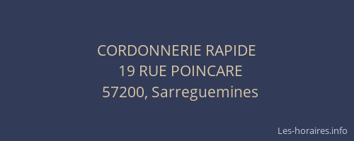 CORDONNERIE RAPIDE