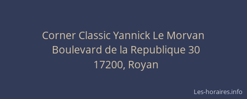 Corner Classic Yannick Le Morvan